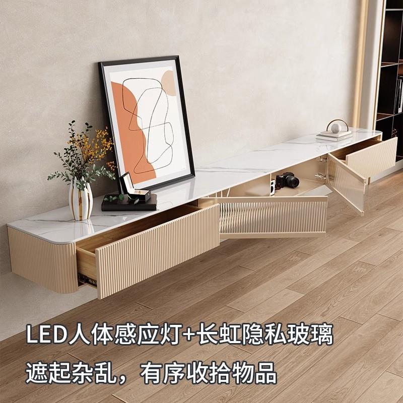 挂轻奢悬空电视柜茶组合现代地简OGD约小几户型可壁式实木极简客