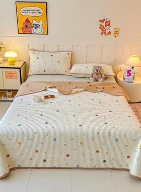 一榻面纯棉OHX一面双绒床盖通单件面可用榻米夹棉床单人三件套四