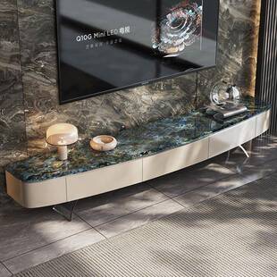 天然大理石蓝翡翠马肚形茶几视新柜组RPB合轻奢悬浮客厅茶电20几2