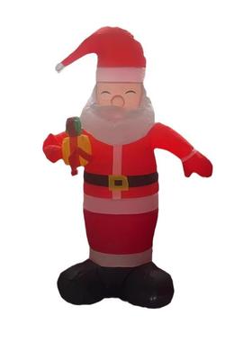 1.443人5米手拿礼圣诞老LED老发光灯光气模坐式充气包圣诞人装饰