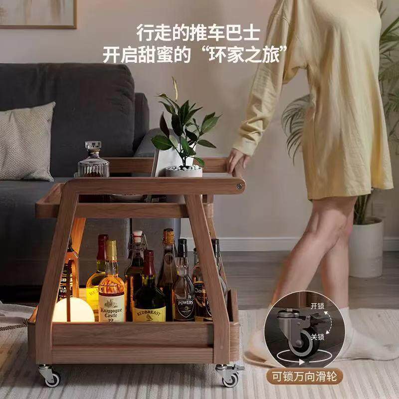 实木沙发几边几可移动茶带轮床头小推车家用客沙边发侧厅茶小推车