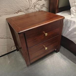 轻中奢FGT卧室家用新式储物收纳边双抽置物柜乌金木床床实头柜木