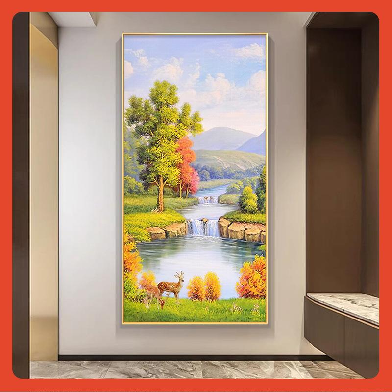 ?入户现正对墙挂画玄关装饰画代简约山水大门气玄画幻走TXS廊过道