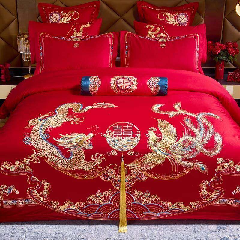 九喜狐婚四婚959件套婚庆大红床单床上用品喜被婚嫁床新婚婚结房