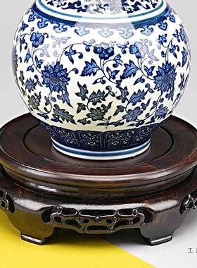 木酒圆形底座摆件UXK花瓶盆景鱼缸坛工艺品茶壶檀黑高承重托架底