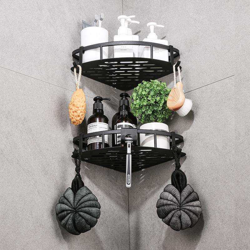 免打孔北欧黑色太空铝双层三角收纳架厨房浴室转角置物架简约加厚,鲜花速递/花卉仿真/绿植园艺,割草机/草坪机,淘宝优惠券,粉丝福利购,淘宝优惠卷