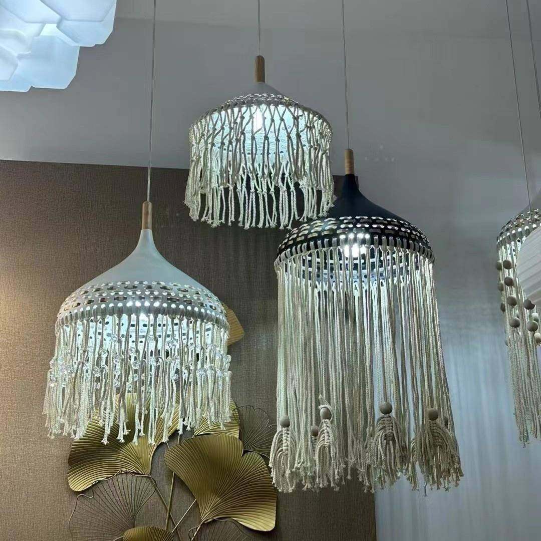 法式中厅古餐厅灯织奶油风204手工编麻绳民吊宿客服装店走廊装饰,家装灯饰光源,智能吊灯,淘宝优惠券,粉丝福利购,淘宝优惠卷