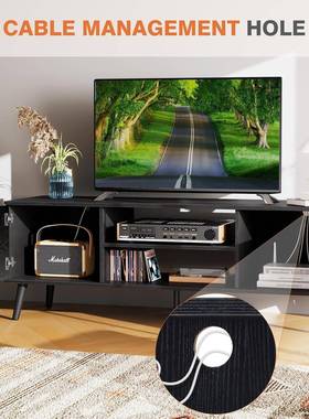 制现代风格电视柜带储物空KLT间媒体控台2橱个柜手把门木制客厅