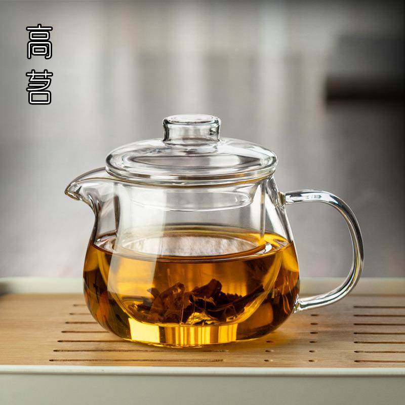 高茗玻璃GHV茶壶厚耐高温小花壶过茶滤茶泡水分离泡茶家用单壶企