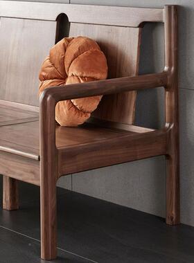 北美桃黑胡木家新式罗汉踏沙发三人位长椅实中木具白橡93158木沙