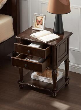 床头柜木收纳柜客厅沙实发边边柜子欧侧式美式简OAP约收纳卧室床