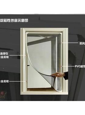 Z豪华磁性可D纱窗外开窗纱YDE窗平开窗隐形纱窗雾款霾纱窗纱网