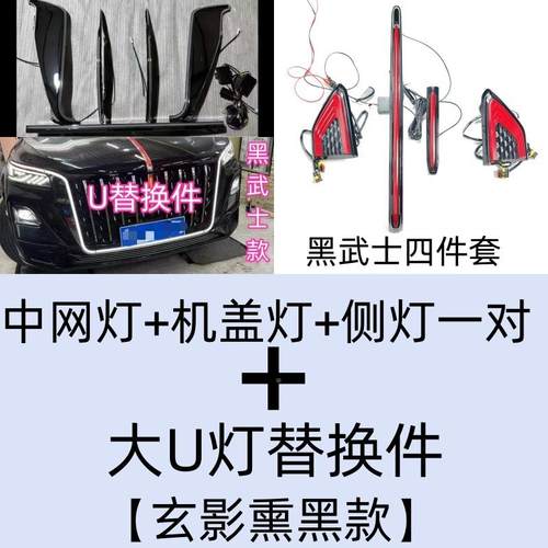 红旗-h大U灯换件2325新款HS5U替型灯中网旗标5灯机盖流光灯HQ五件