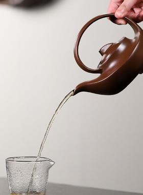 宜兴茶原矿紫泥曲壶梁紫砂壶提一件起批手提茶壶0YXU毫升大7容量