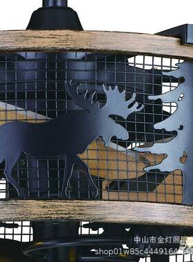 JD560eba吸y美式风扇灯复古工业铁客厅厅卧室顶灯餐艺灯具