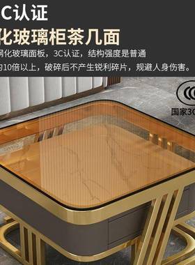 意型式轻PNA奢茶几亮光岩板合形客厅家用小户大小方组现代伸缩茶