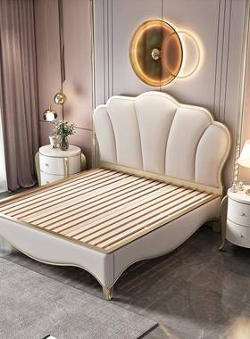 美式轻实木奢床现代简约1.8米双人床公主ZG-66365主卧室储床家具