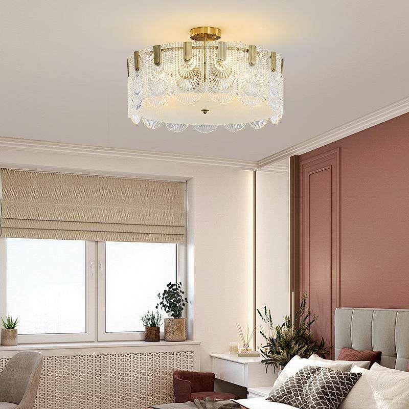客厅灯复吊灯轻奢法式古玻璃主卧室灯简后大前门灯现代约网红水晶