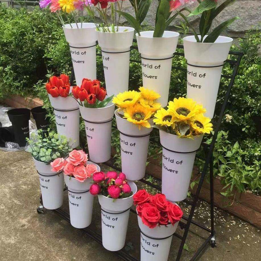 欧式PAG新品花桶花铁架花店庆专用鲜婚架鲜花桶摆摊用品阶架梯款
