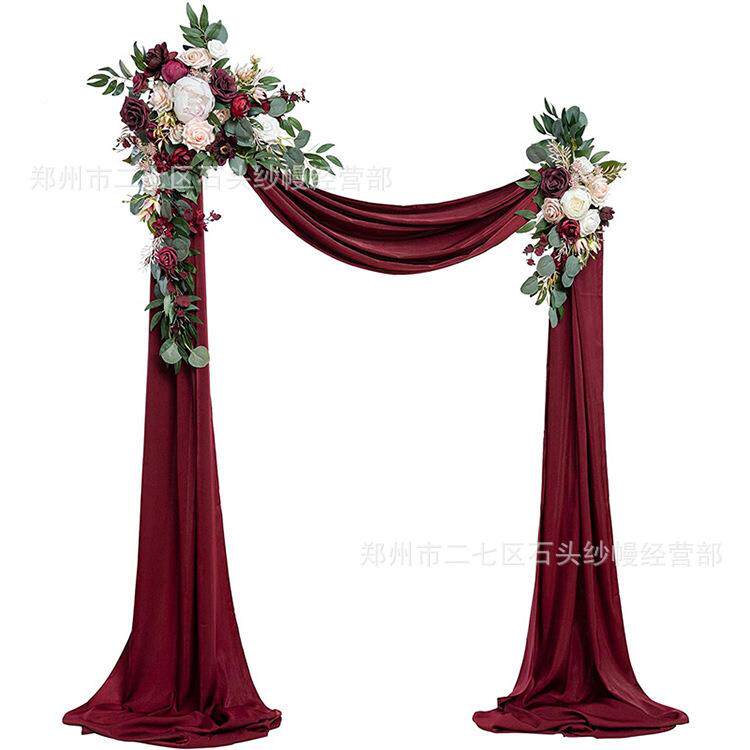 拱门帷幔雪纺仿真三件套节IES婚礼派对聚日装饰背花会景