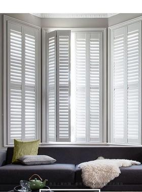 实百叶帘木客厅卫办公室生间书窗房卧室遮光升降CUR美式卷帘窗户