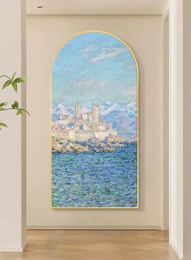 SKI6现法式入户玄装F769S9T8饰画轻奢竖版拱形挂代画走廊过关道莫