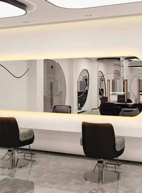 横挂理发店镜子带网HQC红发店镜台美发廊单面专壁挂用剪发大通潮