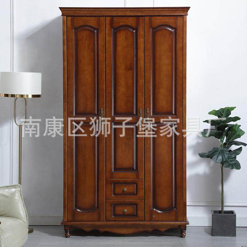 门实木衣柜门组胡桃4门5门XSA6门对开加顶大衣橱收纳美合式美式乡