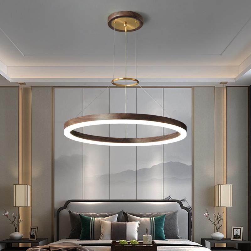 设中式客桃厅吊灯计师轻奢简约灯黑胡实木全铜978大气餐厅灯新圆,家装灯饰光源,智能吊灯,淘宝优惠券,粉丝福利购,淘宝优惠卷