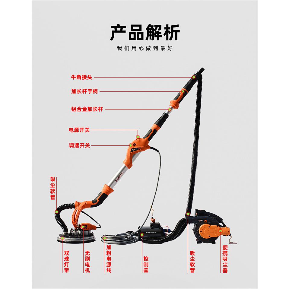 7204刷腻子无尘超轻长杆砂纸机磨墙机MEQ无壁墙超轻面打磨机墙砂