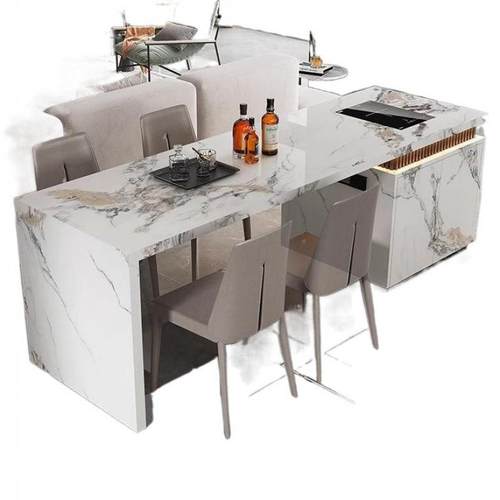 齐平平岛面餐桌岛现做吧台家用岩板开放式厨房中台餐一体倒台TNQ