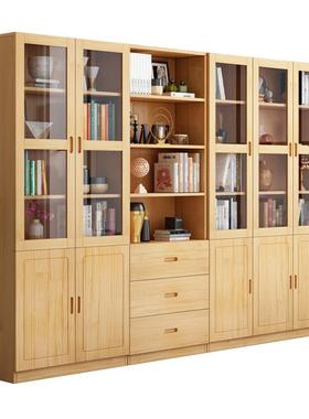 实木书纳F96775J6柜落置物柜松组合书架客厅家用餐木边地柜儿童收