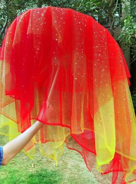 薄纱仙气垂纱古风舞蹈带QUD纱跳走秀伞伞儿童具伞鱼跃龙门道油舞