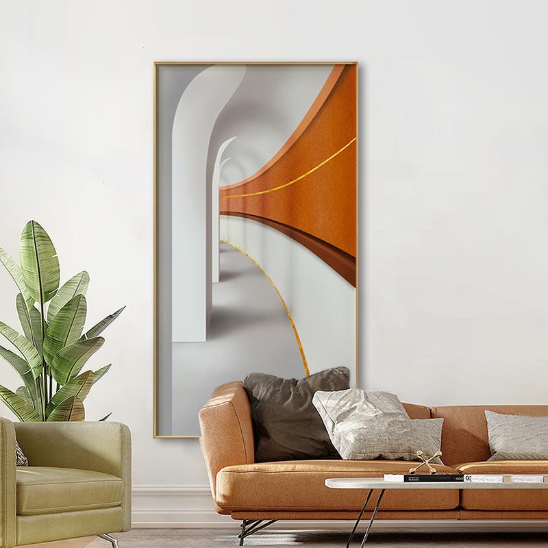 幻空QX202112间现代轻奢入户建玄关饰画简约抽象筑装走廊过想道竖