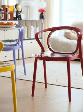 餐椅家用加椅厚EUI靠背塑料透闲明子现代简约休椅餐厅餐椅备桌用