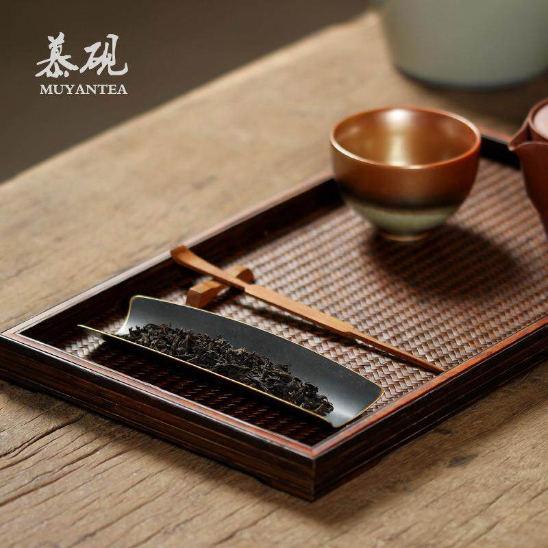 DAZ铜日茶茶则三件针套竹制茶拨铜茶勺茶铲式六君子零配