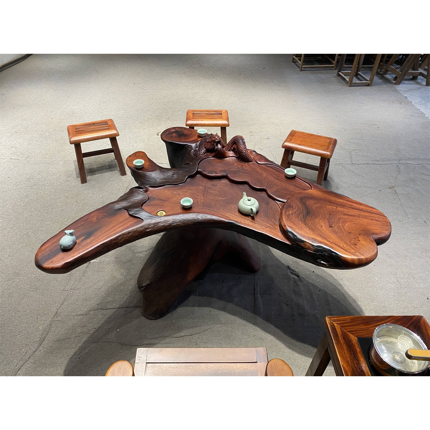 根雕茶几花梨木树根茶台天然原木树桩茶桌家用泡茶海