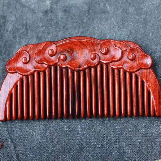 印度小1叶紫檀雕刻规格11/4.8/梳1.祥云木直质创11意梳子木播热卖