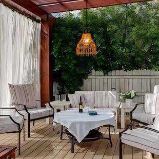 分体式内太西阳能波米亚藤编吊室灯户70895外庭院阳台农舍吊灯