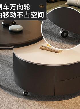 2型025新款岩形板圆茶几客厅家用简约小户黑色意式简极XBT可移动