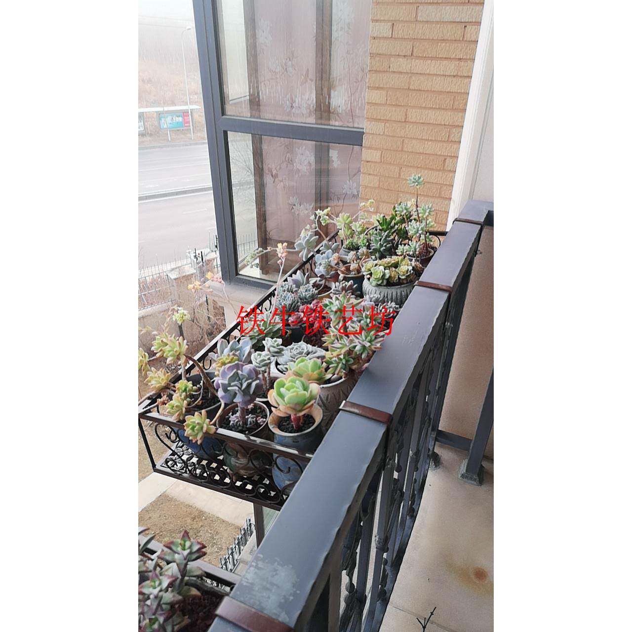 N5阳台多栏杆F75TT59J防铁艺花架悬挂式肉防护栏雨棚花盆架子雨防