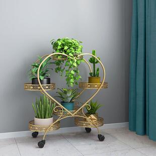 台花架花盆架客厅花架子室内家阳用带置物架71573铁艺多层轮落式