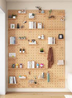 实木洞隔洞板架入户玄关墙置OUK物挂板钩配上件板墙面展示收纳架