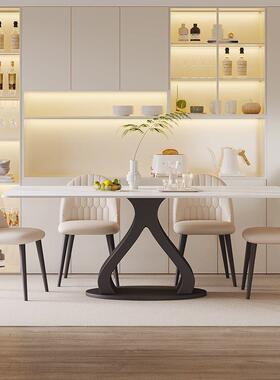 意式岩板餐桌椅组合新奢款代简户现约轻68935家用小型长方形吃饭