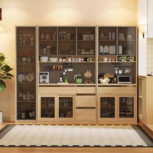 柜实木餐边大容古量储物靠墙一体式 收储物柜子中风LOO黑胡桃置物