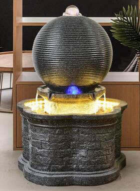 运时来转风水球装地饰品厅室内循环喷泉景观客落财源19068滚滚流