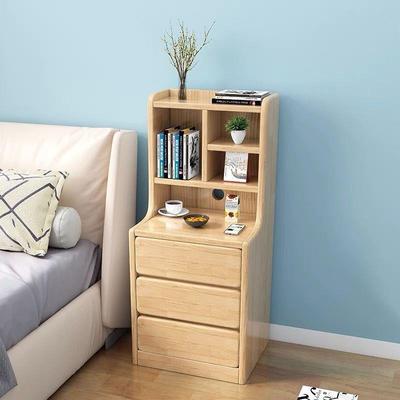 实木床头柜加F77S8H77高小超小型简约床边柜迷你家用物窄带书架储