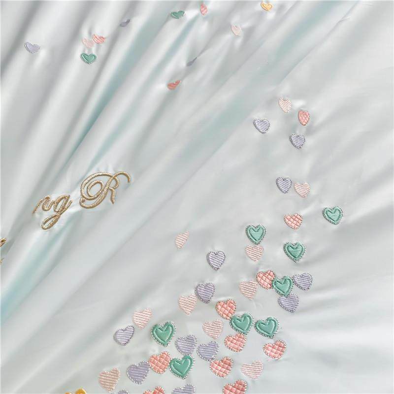 公PVS主全棉套件纯棉小清新刺绣被套纯色床单枕套长绒风棉床上四