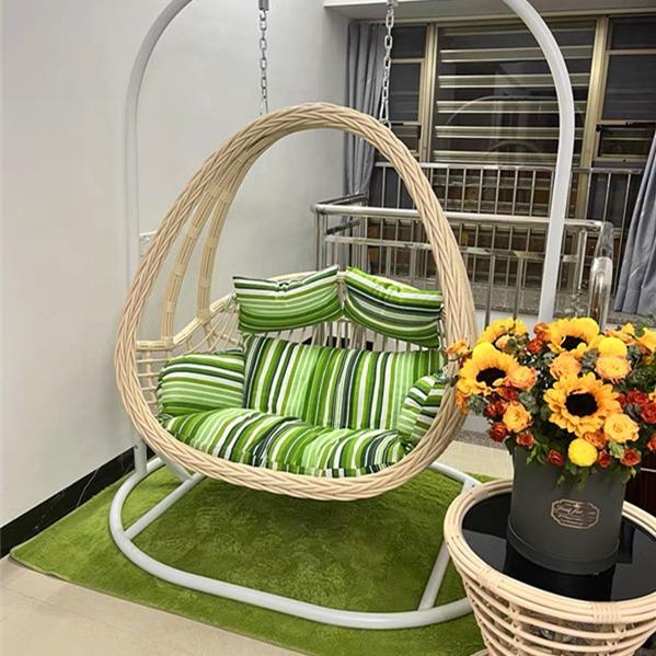 加双人铁艺粗椅家阳GIZ台用吊篮藤椅室内吊秋千吊床吊兰椅坐躺摇