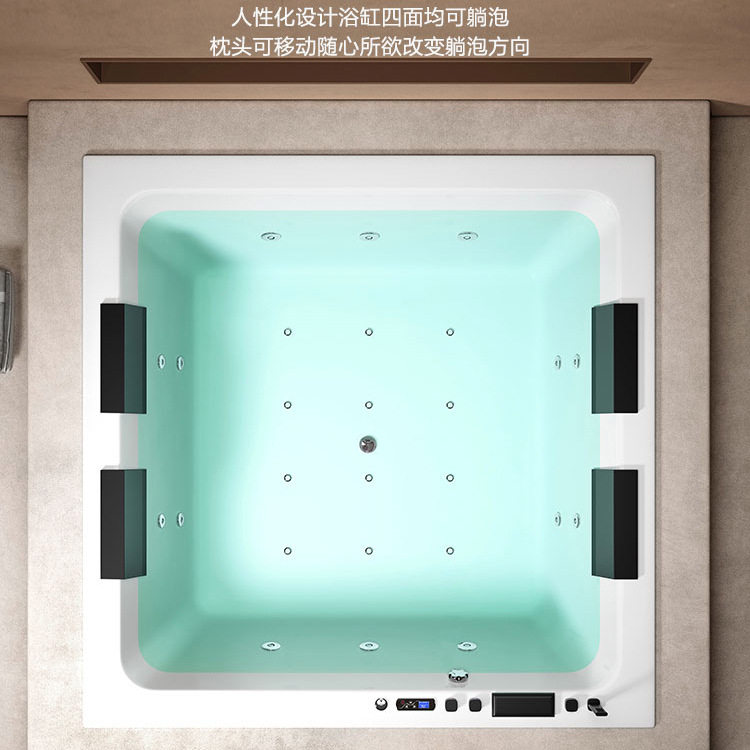 智能嵌入式方形恒温冲浪按摩浴缸